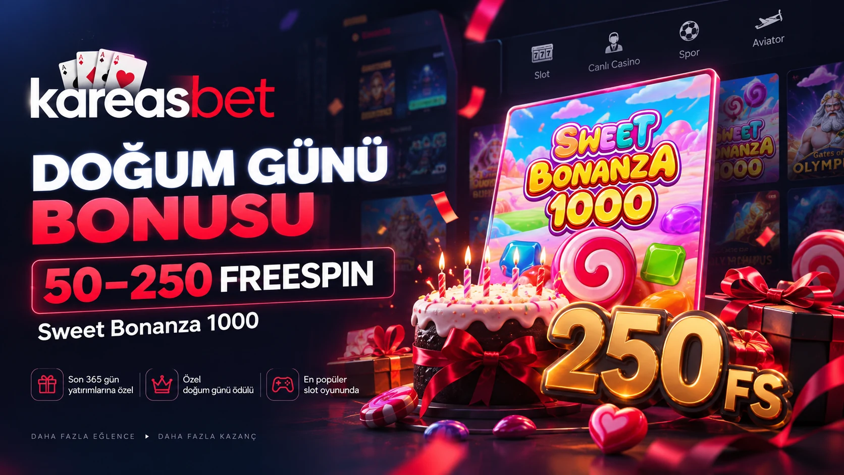 Kareasbet doğum günü bonusu, Sweet Bonanza 1000 freespin